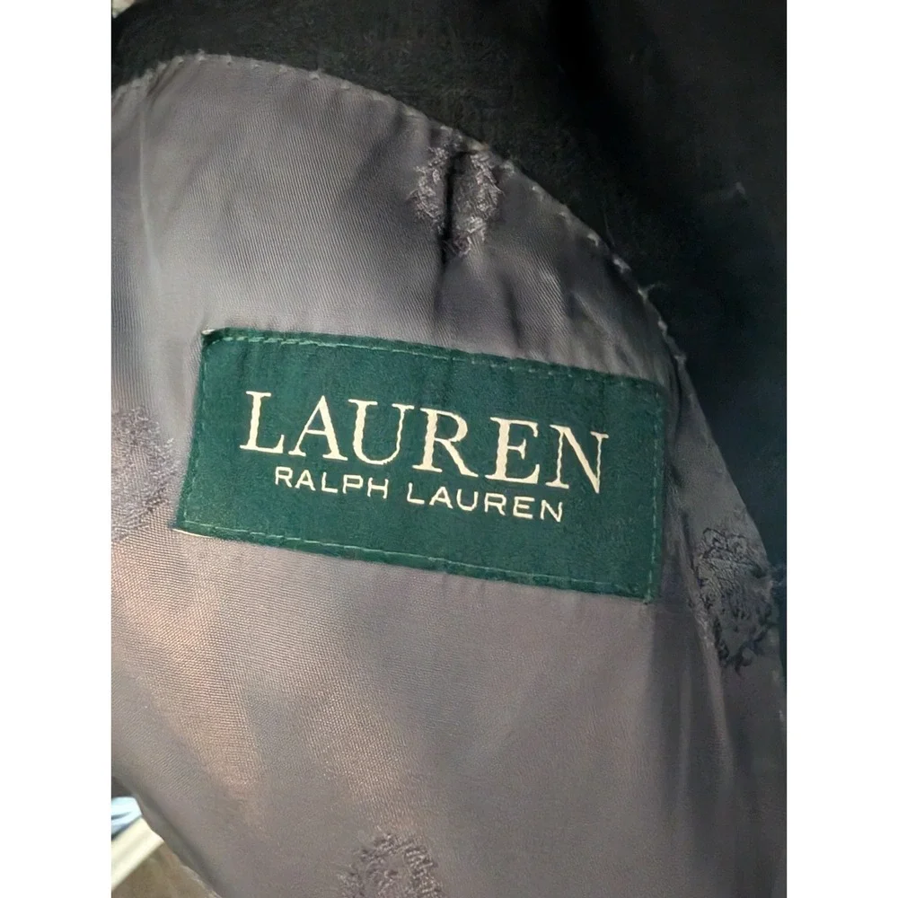 Lauren Ralph Lauren Suit Mens 46R Black Solid 2 Button Notch Lapel Single Vent